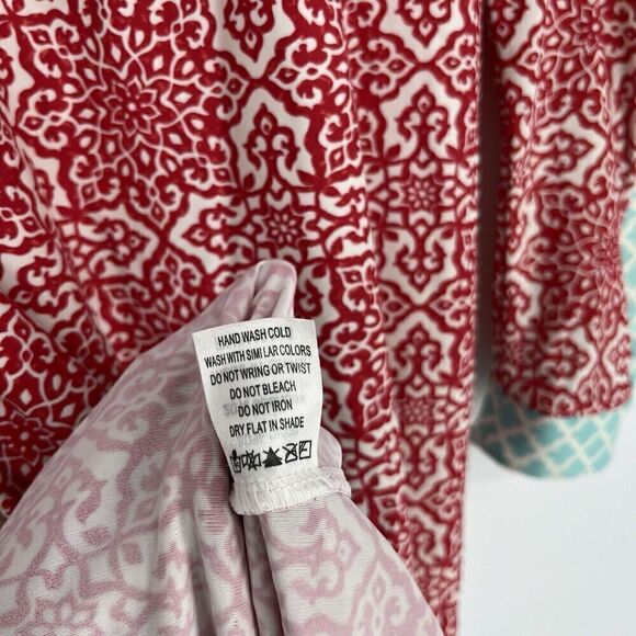 Cabana Life Dress Size Small Womens Red White Geo Print UPF50 Stretch Knit Shift - Picture 9 of 9